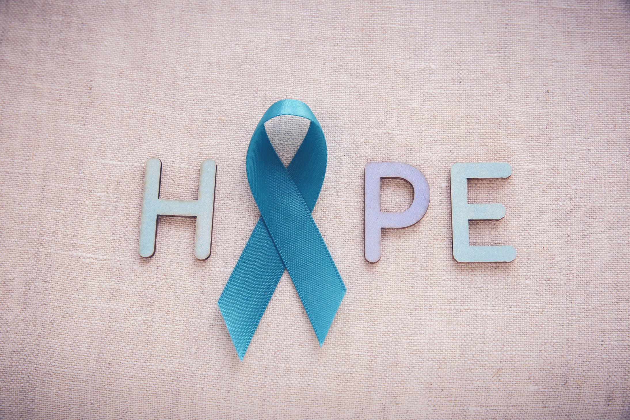 Light blue, sky blue ribbons toning background, Prostate Cancer